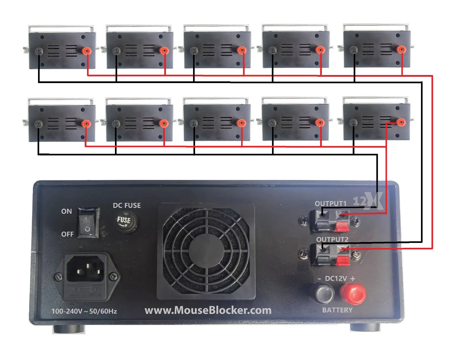 A bunch of wires connected to the back of a power supply.