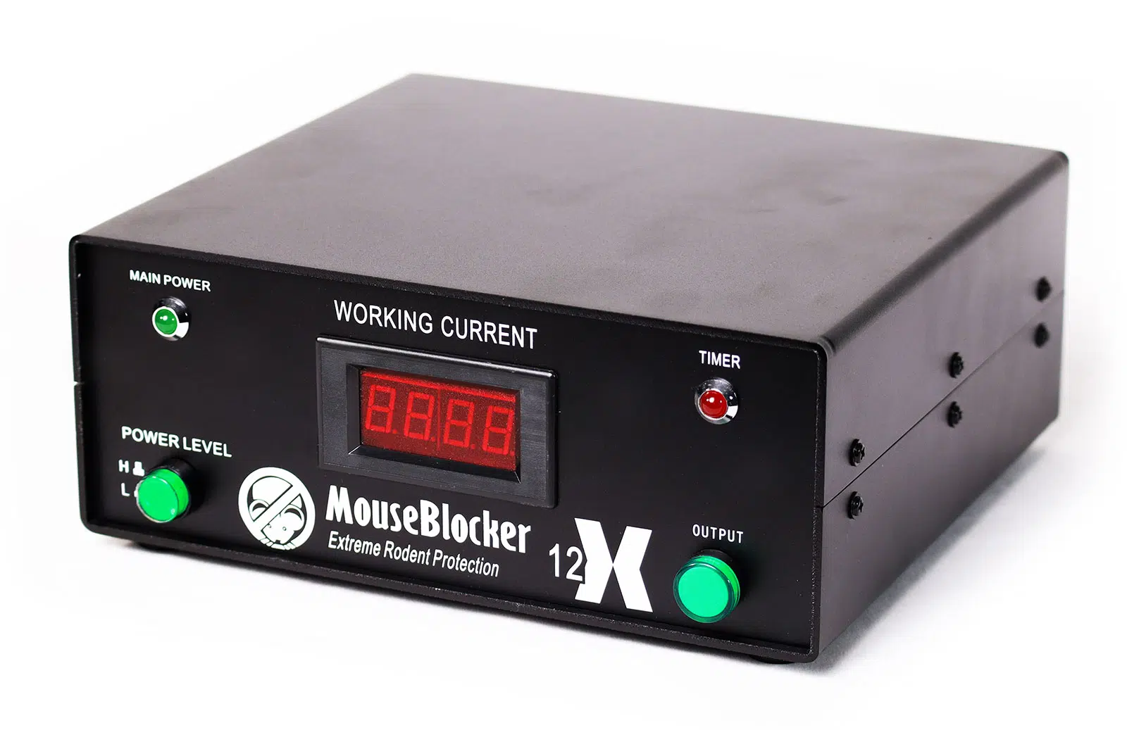 A black box with a red digital display