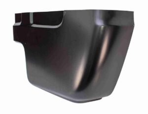 A close up of the side of a black car.