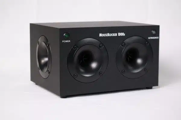 A black box with two speakers on top of it.